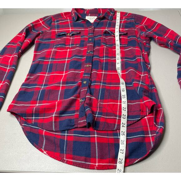 Abercrombie & Fitch Button Up Shirt Plaid Collared Red Country Farm Workwear M - Picture 8 of 10